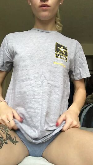 Shirt up, smile out.