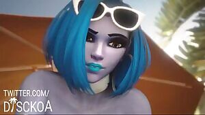 Widowmaker riding on the beach