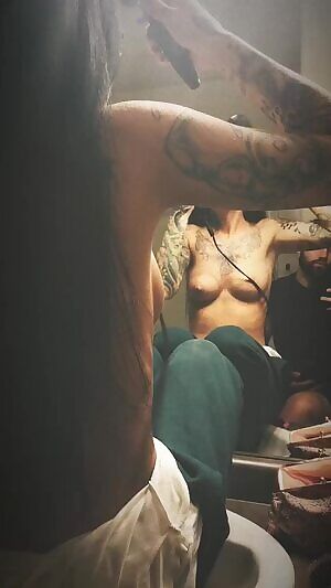 i’m not even sure how to caption this... so here are my tits while i do my hair