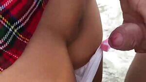 Plaid skirt pussyjob