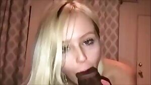 Blonde tries to suck enormous BBC
