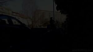 Spreading her ass to pee