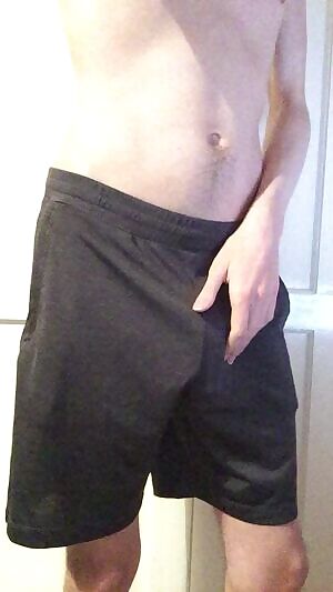 Freeballing gym shorts always gives a great bulge