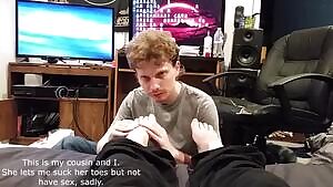 My real cousins feet being sucked by me