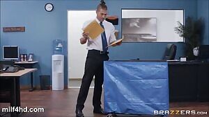 Hot blonde Cougar Brittany Andrews seduces a young message mailboy