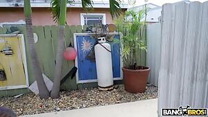 Busty Milf Sheena Ryder sucks her black stepson`s big dick