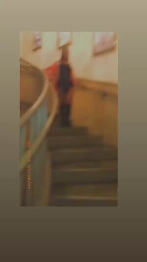 My 19 year old cousin walking down the stairs