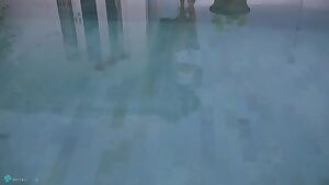 Clover totally naked in the pool