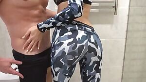 Sporty Teen with Camouflage yoga pants
