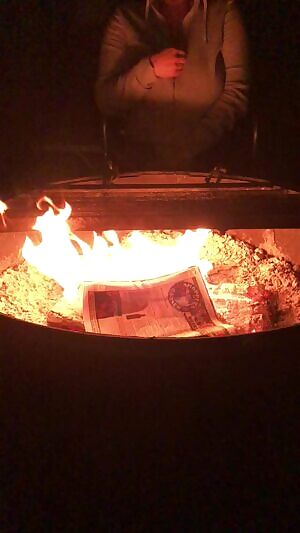 Staying nice and toasty by the campfire
