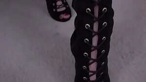 Cute Amateur Pepper in her thigh high boots swallows two cumshots