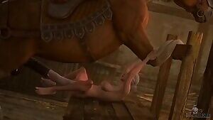 Ciri tending the stables