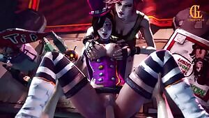 Moxxi getting fucked on top her bar with Lilith's support