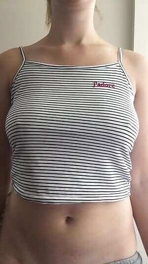 Bouncing titties almost escape too soon!