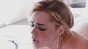 A face full of freckles and cum