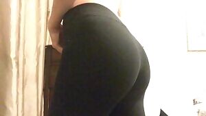 Leggings pulled down...and thong :)