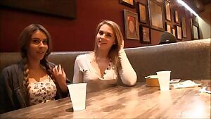 Playing with boobies at a restaurant!