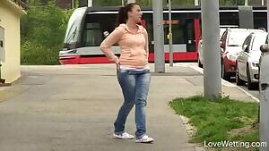 nervously stopping for a quick public pee