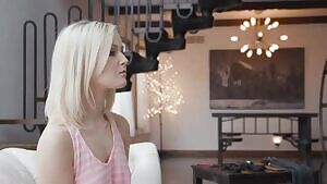 Spanking & having cock inside her hot young tight teen pussy makes pussy juice