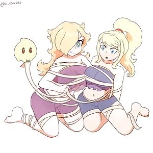 Rosalina & Samus trying out the mummy wraps