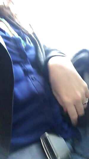 Boobs/nips out whilst in her seat, and a little crutch rubbing too