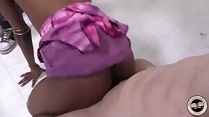 Cum down her mouth as he thrusts