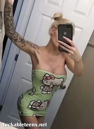 Hot Skinny Blondie With Big Tits In Sexy Dress