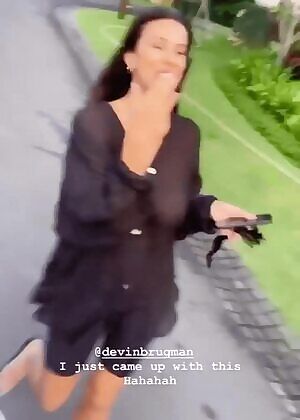 Braless walk with see through top - slowed and croped