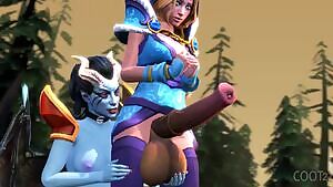 Akasha playing with the maidens heavy balls..