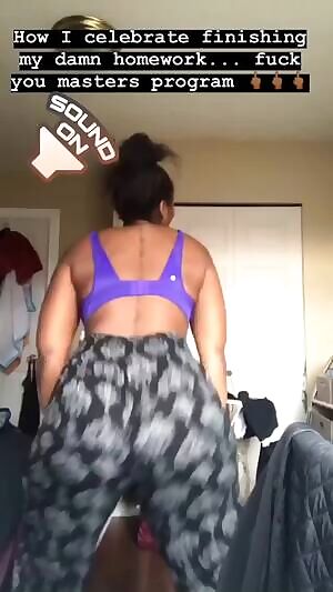 Ebony girl twerks in celebration