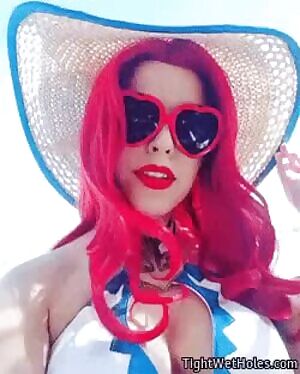 Heavy Eye Makeup and Red Lipstick