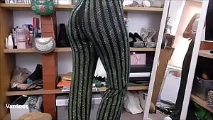 Showing off her sparkly flare pants