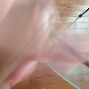 Cumming on glass table