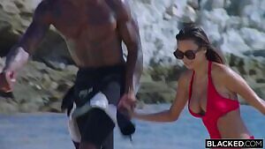 Busty Brunette Liya Silver aka Kristina Shcherbinina Has Interracial Sex On The Beach