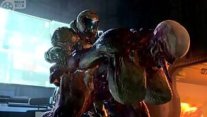 Doomslayer Slaying a Hell Knightess' Pussy