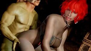 Ashe taking an Orc from the back