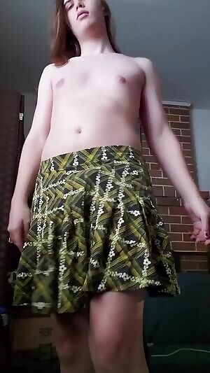 Wearing nothing but a skirt and panties. Who wants to see me take the panties off?