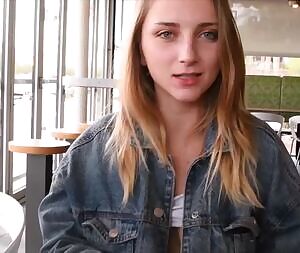 Cutie flashing in a cafe