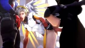 Mercy fucked by Reaper and Soldier:76