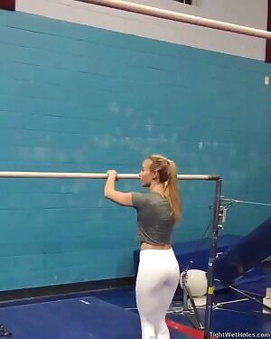 tight white gym pants