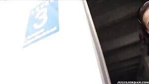 holdthemoan - Amia making sure the coast is clear before she gives you a show on the stairs