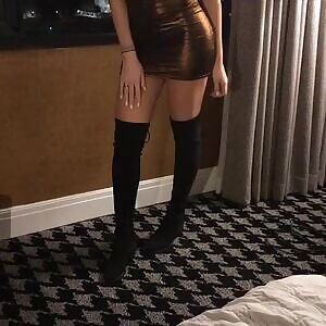 Bronze Lame Dress and Fuck Me Boots