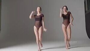 Practicing their dance routine