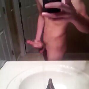 Hard cock in the mirror