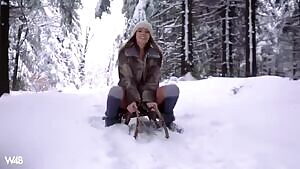 Unfortunately Clover Got Stuck While Sledding