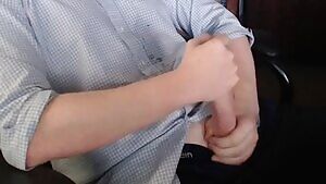 Blowing a huge load on my shirt