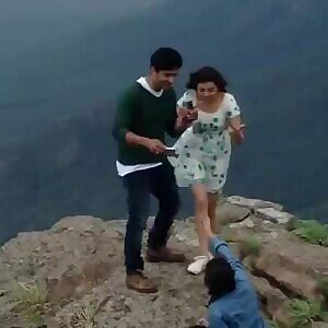 Kajal Agarwal sexy cleavage show while jumping must watch