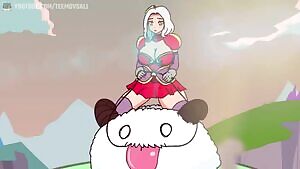 Ashe riding a poro