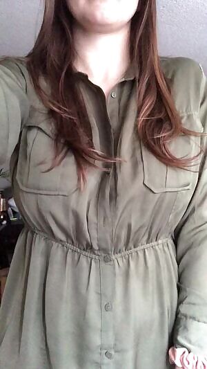 Unbuttoning my dress to reveal my tits