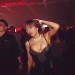 In a nightclub in erotic outfit!